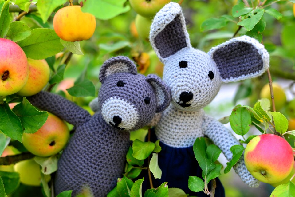 Fabric bunny crochet hand labor