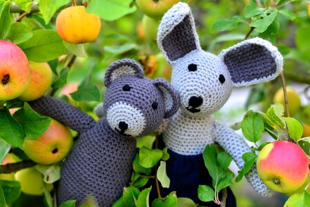Fabric bunny crochet hand labor