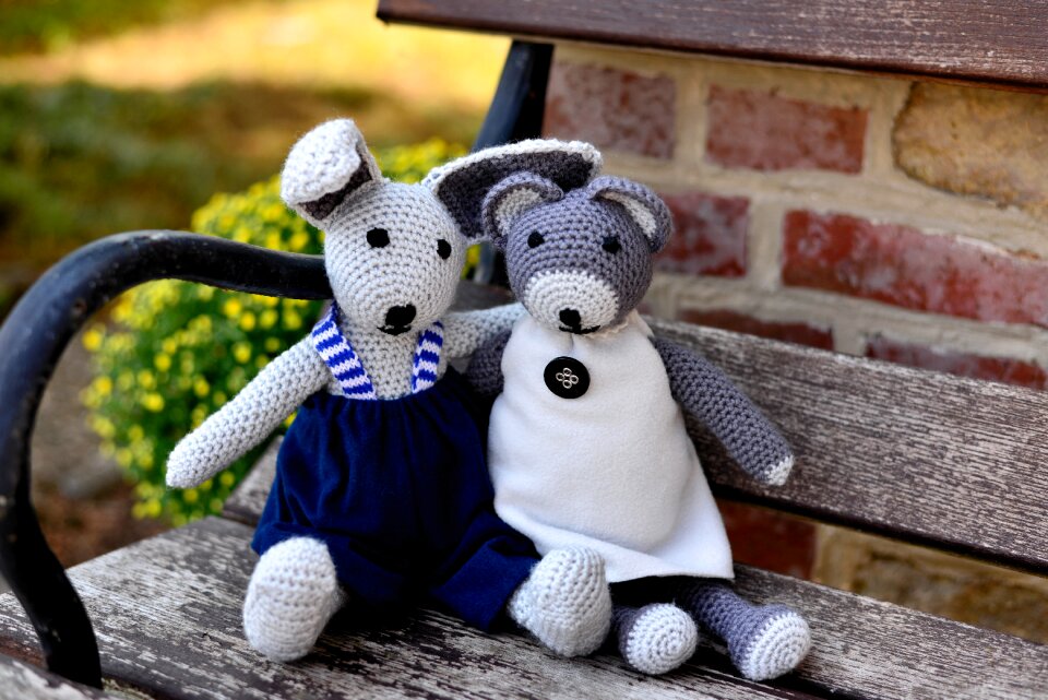 Fabric bunny crochet hand labor