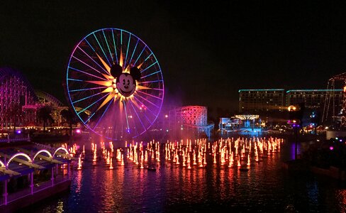 Nighttime colorful mickey mouse photo