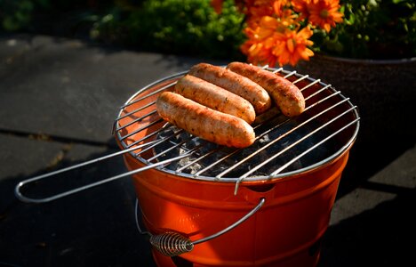 Cooking meat sausage photo