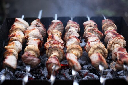 Food charcoal shish kebab photo