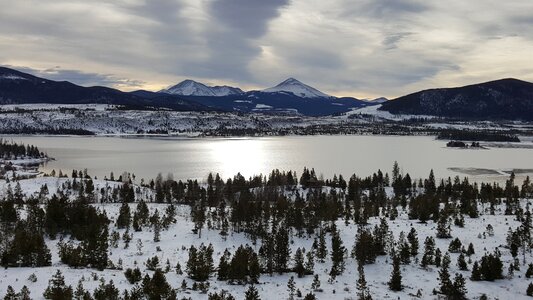 Winter morning gray mountain