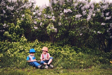 Boys read with a book photo