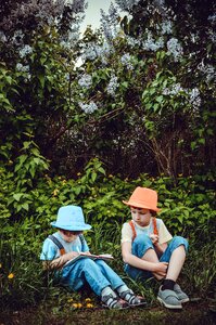 Boys read with a book photo