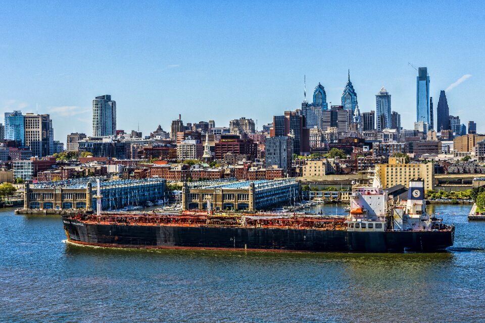 Harbor cityscape ship