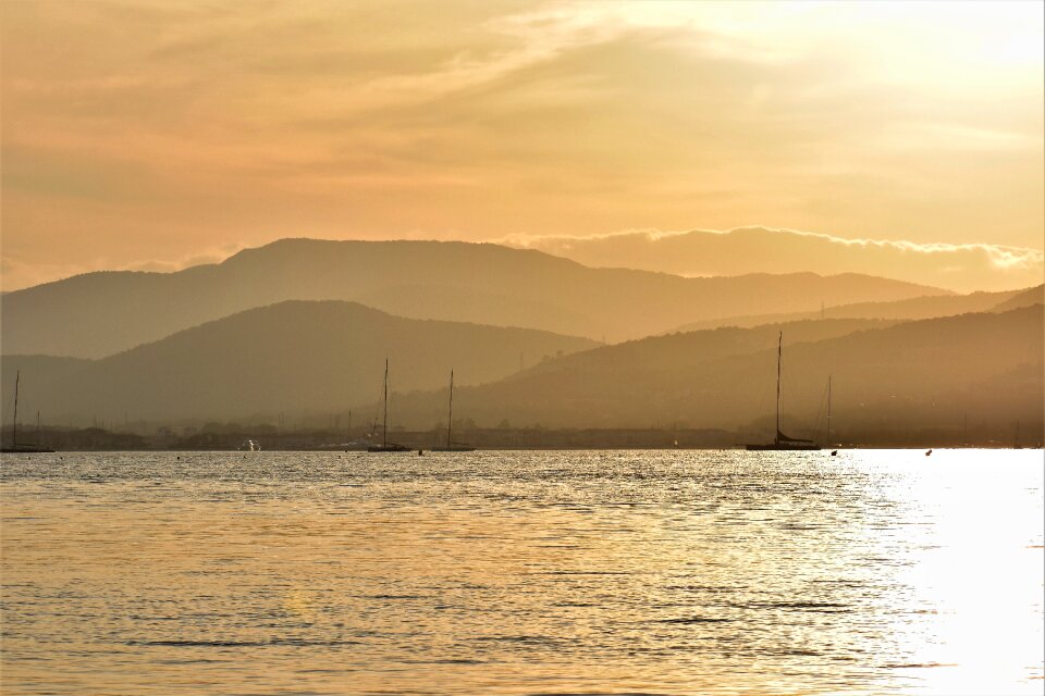 Backlighting coast landscape