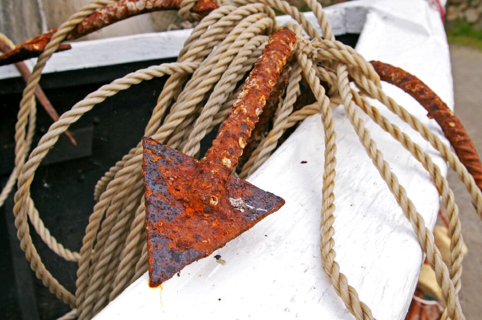 Rusty anchor ship port