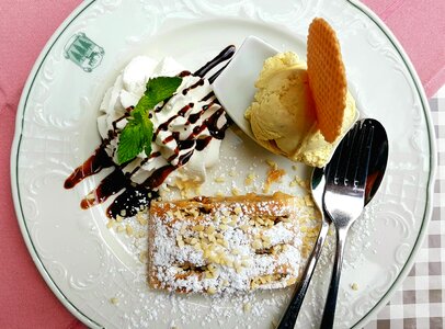 Vanilla ice cream sweet dish cream photo