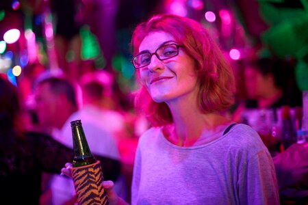 Beer woman night photo