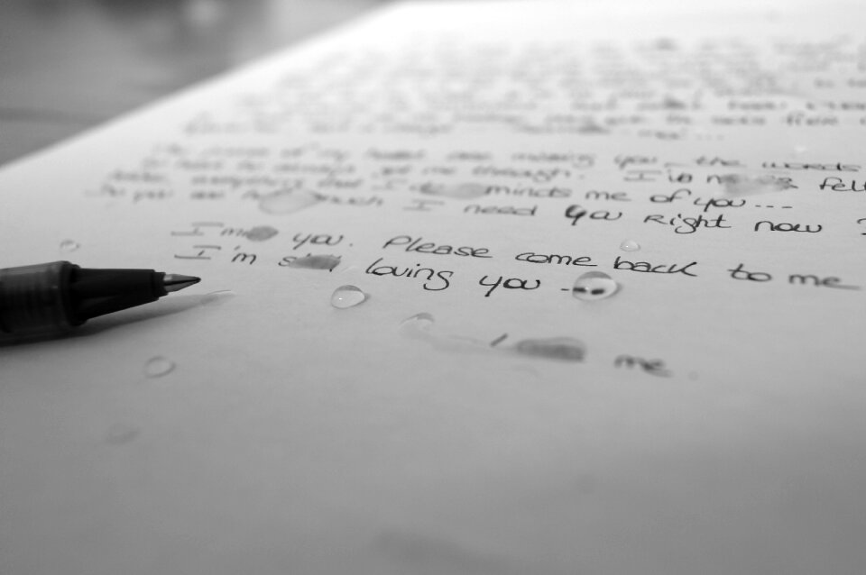 Writing emotions sadness