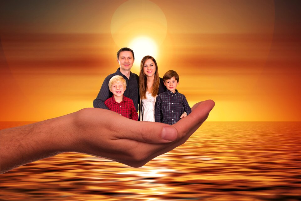 Woman children father