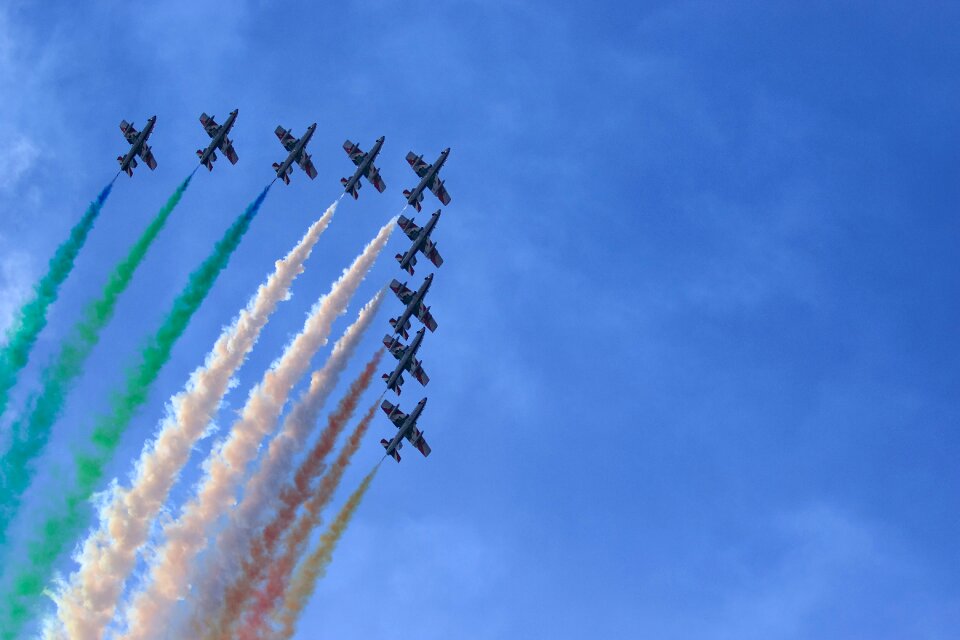 Flight blue sky arrows