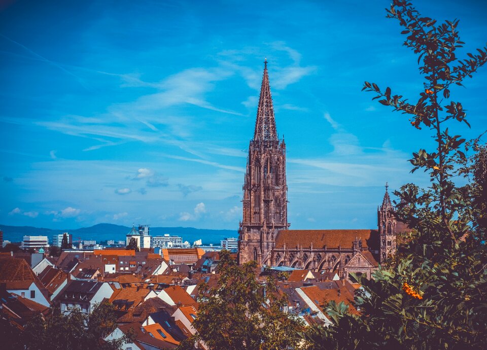 Freiburger minster downtown houses photo