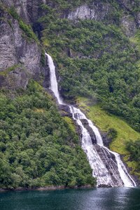 Waterfall fjord norway photo