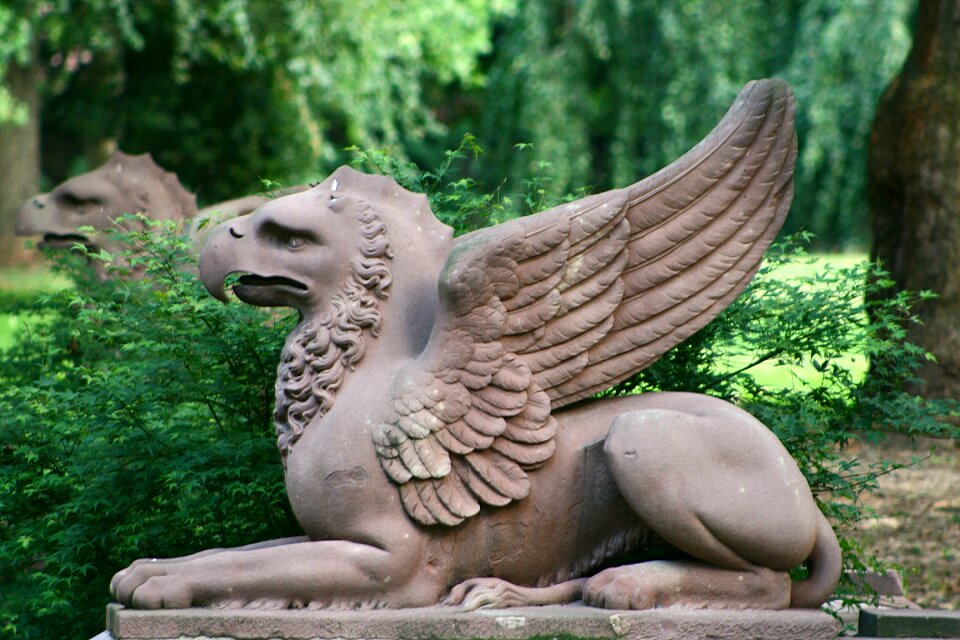 Rock carving stone figure bird of prey