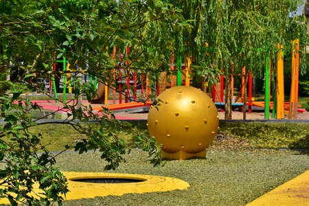 Children's playground sand pit climbing tower photo