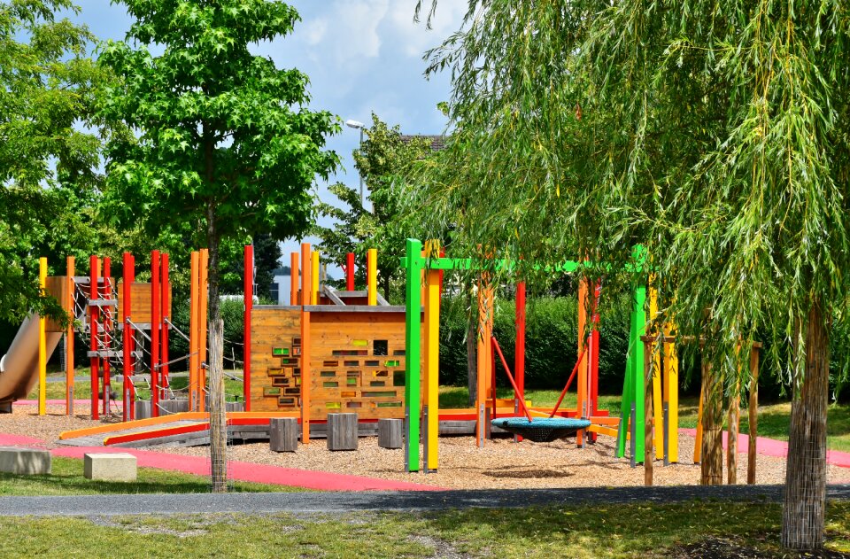Children's playground sand pit climbing tower
