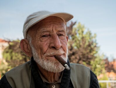 Cigarette overview wrinkled face