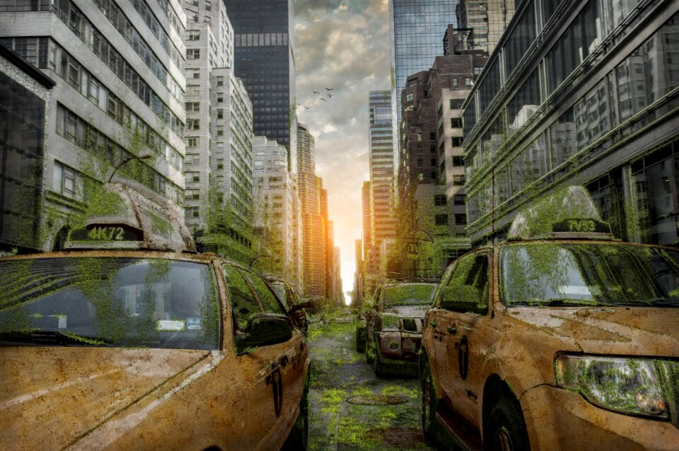 Urban street after people