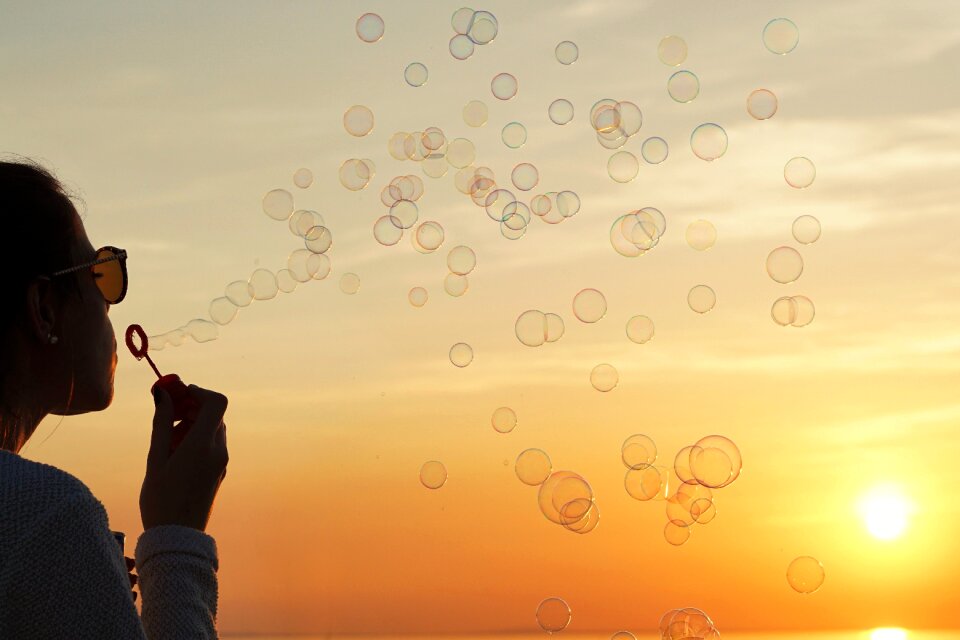 Sky summer soap bubbles