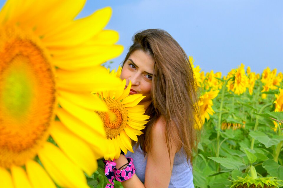 Flowers playful girl