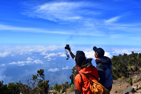 Selfie summit adventure photo