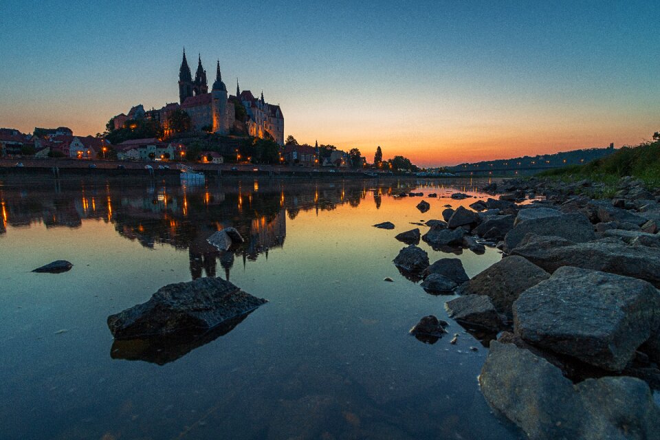 Albrechtsburg castle mirroring historically
