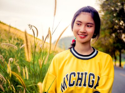Woman outdoors happy