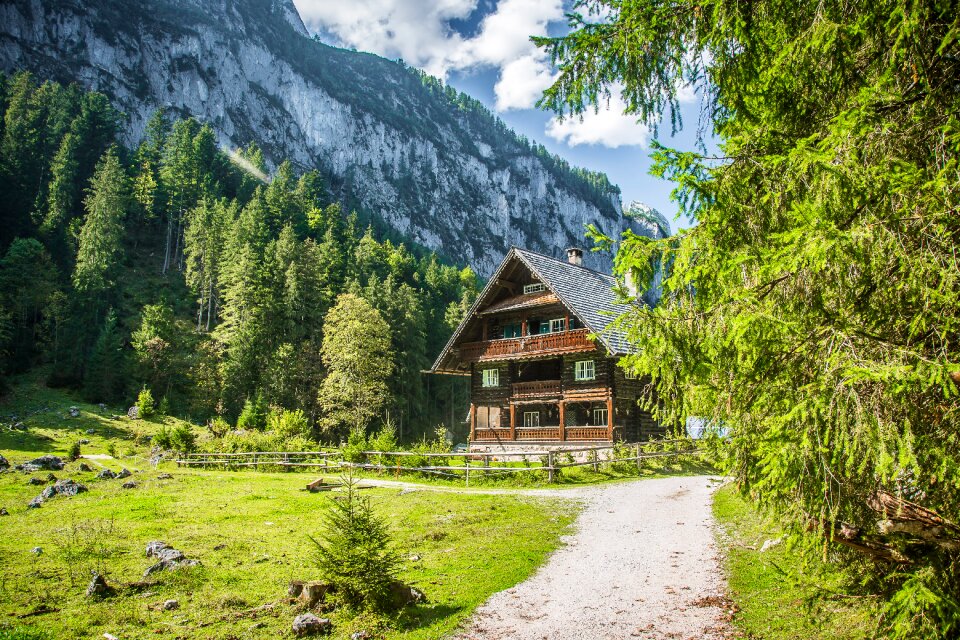 Alpine panorama mountain landscape alm
