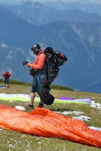 Sports paraglider mountains photo