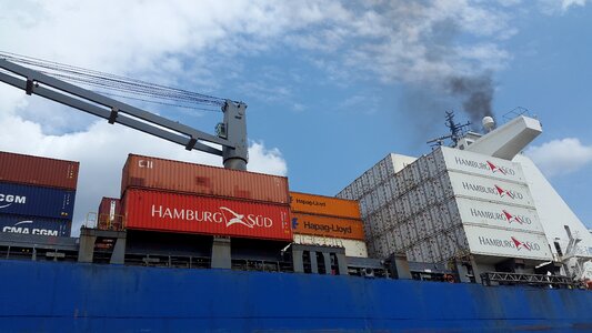 Elbe ship harbour cranes photo