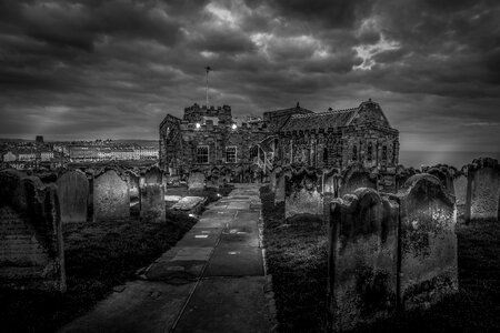 Historic gothic graveyard photo