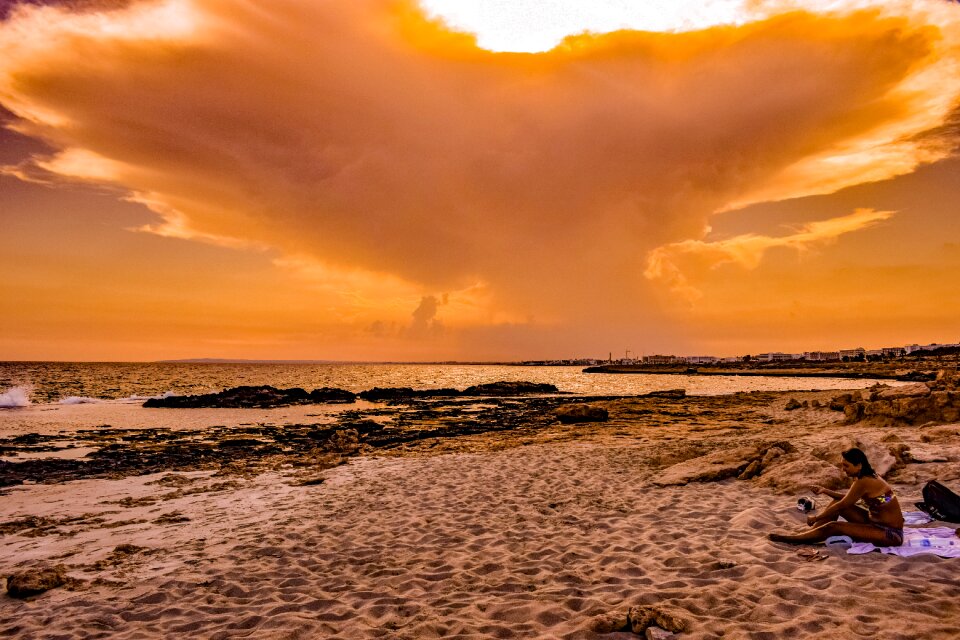Sunset beach sky clouds photo