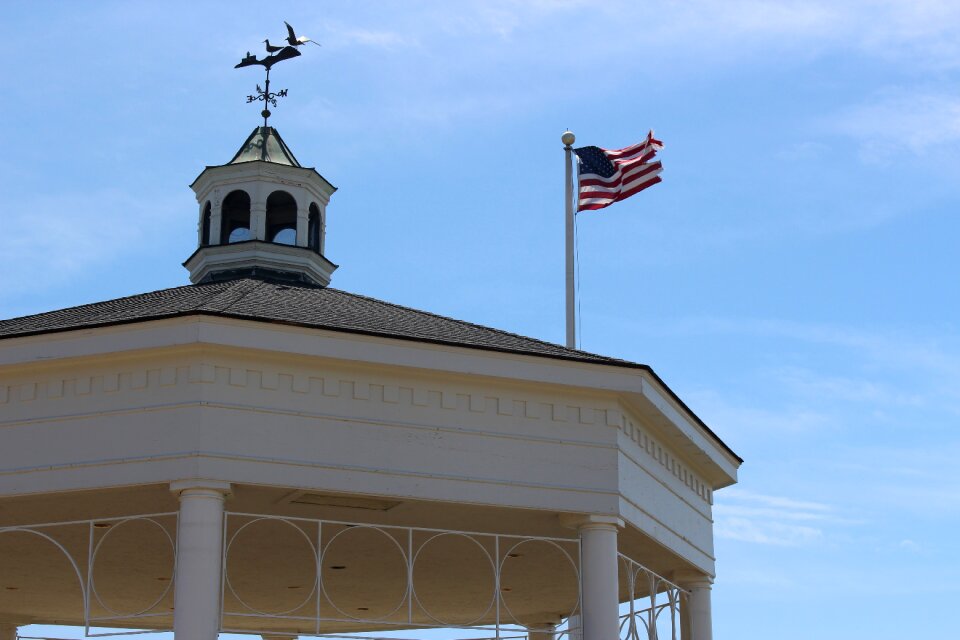 Flag in wind gazebo massachusetts