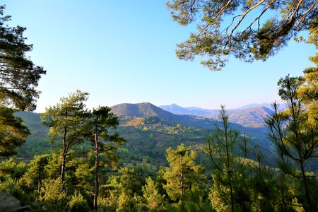 Mountains trees sky photo