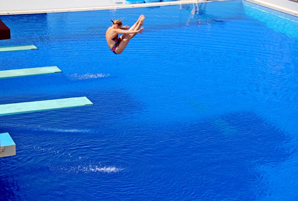 Jumping into water water pool