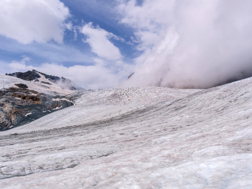 Glacier snow clouds