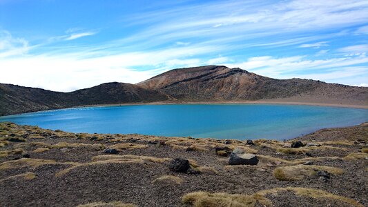 Lake rocks volcano