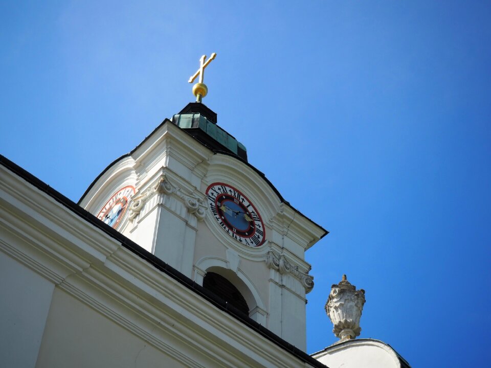 Pilgrimage church steeple church cross