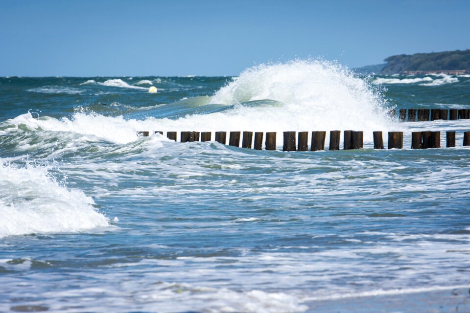 Groynes blue water