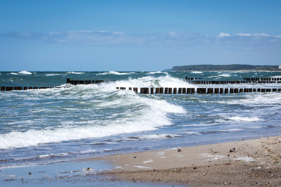 Groynes blue water