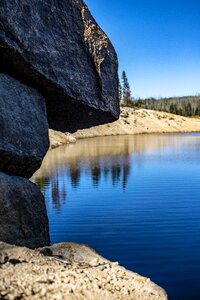 Mountains trees water