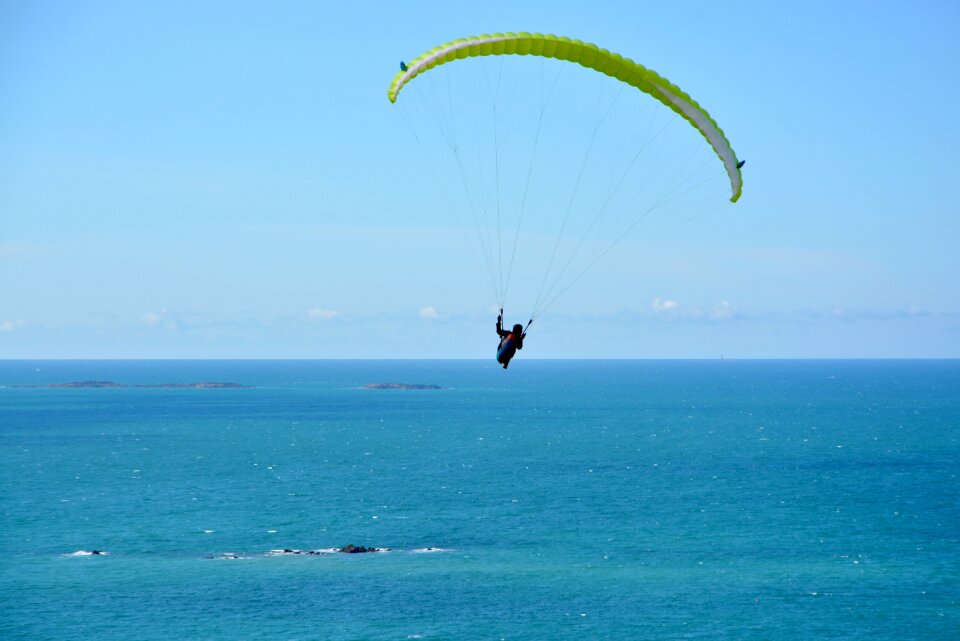 Blue sky landscape seaside take off