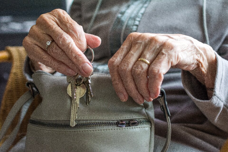 Adult hands elderly