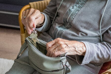 Adult hands elderly
