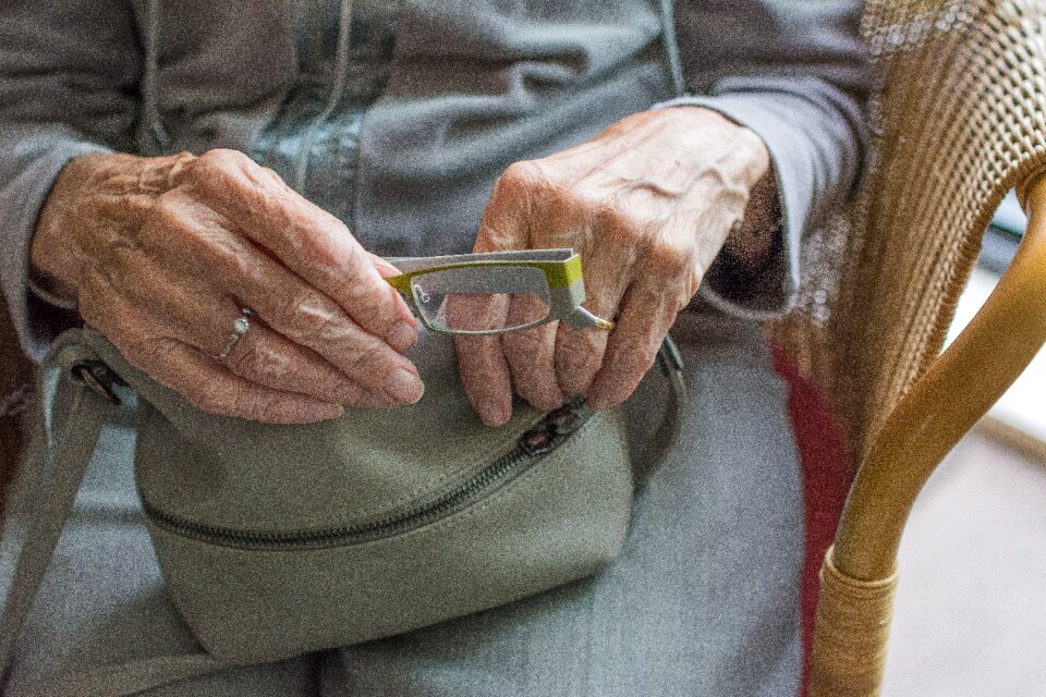 Adult hands elderly