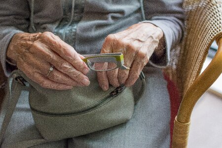 Adult hands elderly