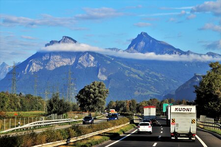 Panorama mountain road photo