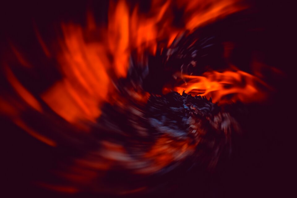 Wood fire glowing red